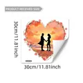 Detailed view of 30x30cm pink heart silhouette window sticker for Valentine's Day - Couple Silhouette (D21407)