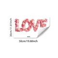 Détail du sticker statique LOVE en roses roses avec dimensions affichées de 50x30cm - Motif de Lettres LOVE en Rose (D21422) / 30x50cm