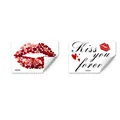 Detail view of pink heart lips and Kiss You Forever text Valentine's Day window stickers - Heart Lips (D21408)