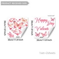 Vue détaillée des stickers de fenêtre papillon rose et cœur, ensemble de 30x30cm - Motif Papillon et Cœur à l'Aquarelle (D21423) / 30x30cm