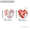 Detail of two floral heart window clings showing pink lilies and red roses on white background - Heart Flower Wreath (D21409)