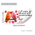 Pink heart birds electrostatic window sticker for Valentine's Day decor 60x30cm - Love Birds on Branch (D21410)