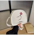 Minimalist cream canvas crossbody bag featuring a cute hand-drawn floral illustration - Flower Hand Style (200)