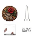 Maattabel voor de 2D platte acryl hanger met bloemenprint en metalen ketting - 15.61x15.54cm