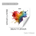 Détail d'un autocollant de fenêtre 30x30cm en forme de cœur avec un motif d'art fluide - Motif de Cœur en Peinture Fluide Colorée (D21427)