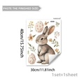 Autocollants de Pâques lapin et œufs floraux, vitrophanie double face, set 30x40cm - Style Lapin Brun Et Floral (D21480)