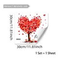 Sticker de fenêtre arbre de cœur 30x30cm pour décoration de vitres et Saint-Valentin - Motif d'Arbre de Cœur Rose (D21428)