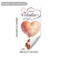 Sticker fenêtre statique Saint-Valentin gnome ballon coeur décoratif 30x60cm - Motif de Montgolfière de Cœur de Gnome (D21430)
