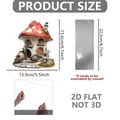 Detailed view of 2D acrylic mushroom house ornament with dimensions 15.6x13.9cm - 13.9x15.6cm
