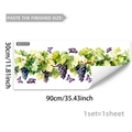 Vinilo decorativo acuarela de vid con uvas y mariposas, adhesivo de pared de 30x90cm - Estilo Vid Mariposa (M20218) / 30*90cm