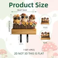 Size chart for 2D flat cartoon owl garden stakes featuring front and back view details - Sunflower Fence Owls Combo (DC20201)