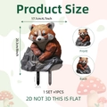 2D cartoon panda garden stake dimensions and side details on a nature background - Red Panda on Rock Style (DC20202)
