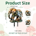 2D elephant garden stake detail showing landscape art, size specs, and ground spike - Elephant Landscape Waterfall Scene (DC20205)