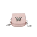 Mini borsa a sella rosa con fibbia a farfalla argento e tracolla a catena - Rosa