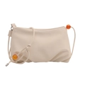 Bolso nube plisado blanco crema en cuero suave con detalles de cuentas de ámbar - Blanco
