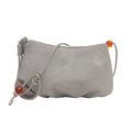 Bolso nube gris minimalista con pliegues mate y detalles de cuentas de ámbar naranja - Plateado