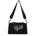 Sac bandoulière noir polyvalent avec texte Sport et bandoulière en nylon réglable - Noir