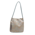 Sac à épaule jacquard grande capacité avec motifs de paysages traditionnels chinois - Bleu