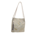 Sac fourre-tout en toile blanc cassé avec feuilles de bambou bleues et détails dorés - Blanc Feuille de Bambou