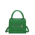 Green croc-effect square handbag with gold zipper and adjustable shoulder strap - Green