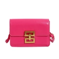 Elegante bolso bandolera rectangular rojo rosa de cuero sintético con hebilla dorada - Rosa Rojo
