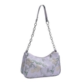 Borsa a mano ricamata floreale lavanda con tracolla a catena argento stile cinese - Viola