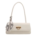 Borsa baguette bianca minimalista con fibbia dorata e dettaglio foulard in seta lettera H - Bianco
