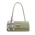 Borsa baguette verde chiaro con chiusura dorata e foulard di seta con stampa H - Verde