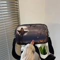 Halloween scarecrow print crossbody bag with wide strap and zip rectangular design - Scarecrow and Castle Style (款四)