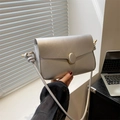 Minimalist silver underarm shoulder bag with metallic finish and gold buckle - Silver