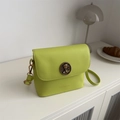 Neon green small crossbody bag with vintage bear metallic buckle and adjustable strap - Green