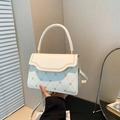 Cream white crossbody bag with heart-quilted pattern and top handle for women - White