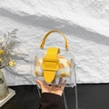 Mini transparante PVC handtas met gele rand en dambordpatroon binnentasje - Geel