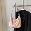 Grande borsa tote rosa pallido con trama marmorea, tracolla e catena d'argento - Rosa
