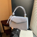 Chic light blue woven handbag for women featuring unique thick rope top handle and knots - Blue
