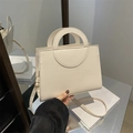 Elegante bolso bandolera blanco crema con asa hueca y acabado en cuero PU liso - Blanco