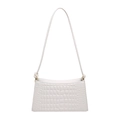 White faux crocodile skin underarm bag with elegant gold hardware and slim strap - White