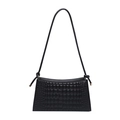 Classic black crocodile pattern underarm bag with elegant knot strap detail - Black