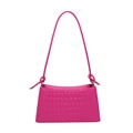 Fashionable magenta crocodile-embossed underarm bag with knot strap and gold hardware - Rose Red