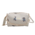 White cartoon dog floral crossbody bag with decorative pearl and gold flower chain - Little Bear White