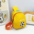 Kids sports chest bag in yellow and orange with football graphic and number 24 - Yellow