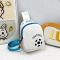 Kids white football crossbody bag with blue adjustable strap and sports pattern - White