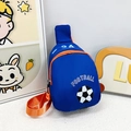 Kids football pattern sling bag in navy blue with vibrant orange zipper and strap - Dark Blue