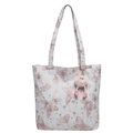 Grote witte draagtas met vlinderprint en roze pluche monster hanger voor woon-werkverkeer - Roze