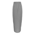 Elegant high-waist grey midi skirt in french style with a sleek straight cut and draping - L / Gray