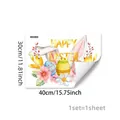 Detail showing 40x30cm Happy Easter wall decal with bunny ears and floral patterns - Bunny Ears Egg Happy Easter (CA20031) / 30cmx40cm