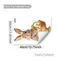 Detailed view of Easter bunny wall sticker dimensions 30x40cm with colored eggs - Brown Bow Bunny Carrying Egg Basket (CA20034) / 30cmx40cm