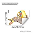 Detailed view of Easter wall sticker featuring grey rabbit with colorful eggs basket - Gray Bow Bunny Carrying Egg Basket (CA20036) / 30cmx40cm