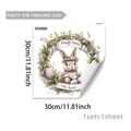 Detail of Easter wall sticker with cartoon rabbit floral eggs and Happy Easter text - Happy Easter Gray Rabbit Style (M20947)