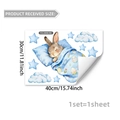 Luminous Easter wall decal showing a sleeping cartoon rabbit under a blue starry egg quilt - Sleeping Bunny (YCL20082)